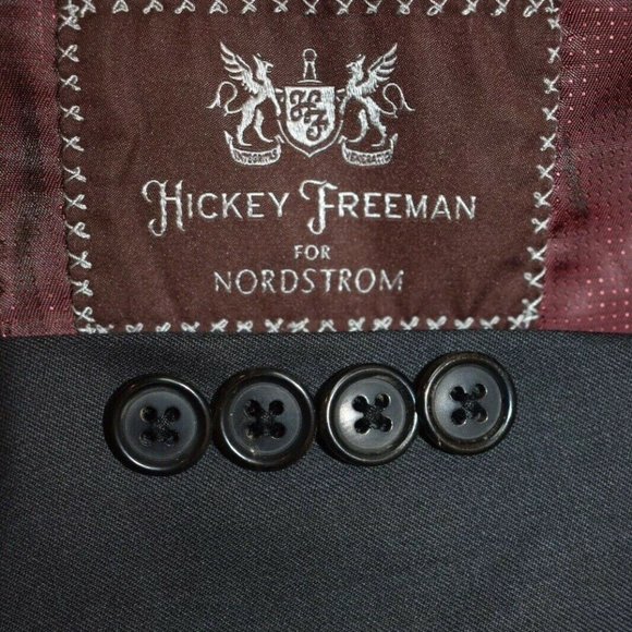 46L Hickey Freeman Solid Gray Dual Vent Suit